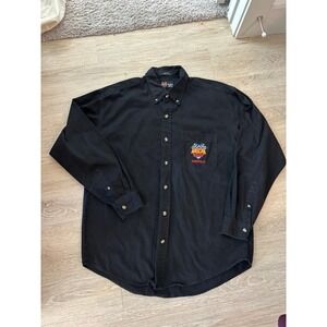 NASCAR Cafe Nashville Button Down Shirt Black‎ Race Car Embroidered Mens